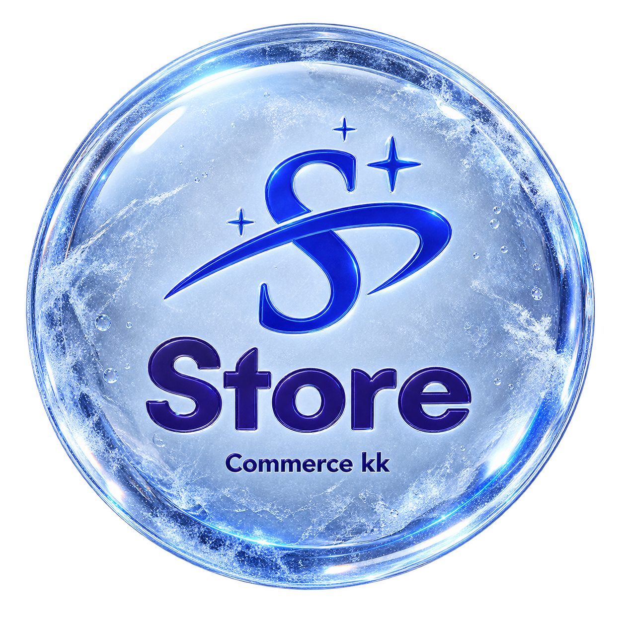 氷のメダリオンに収めたストアコマース株式会社ロゴ